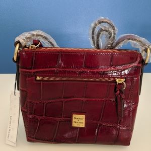 Dooney bourke crossbody croco embossed Wine Red